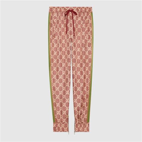 gucci pink pants|GG Supreme print silk pant in pink and beige .